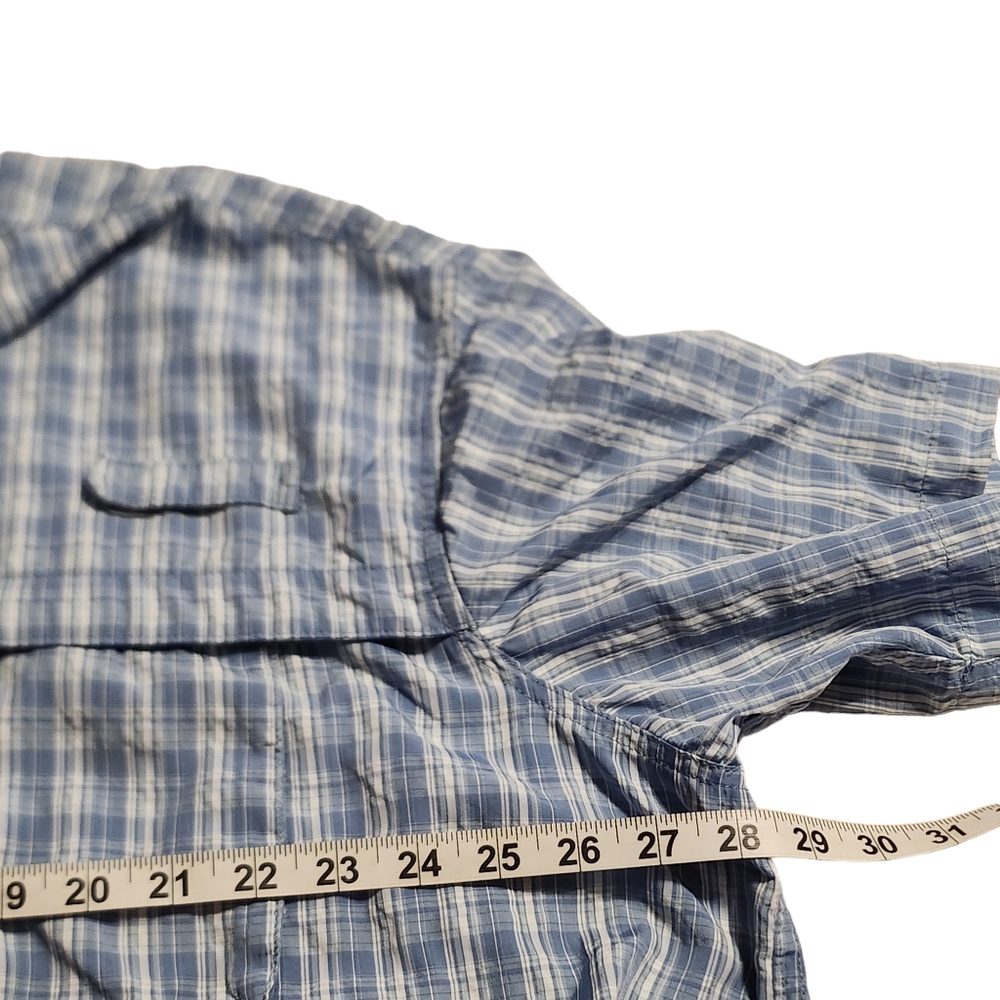 L.L.Bean Men's Tropicwear Blue Plaid Short-Sleeve Button Down Shirt XXL F41 - Picture 7 of 9